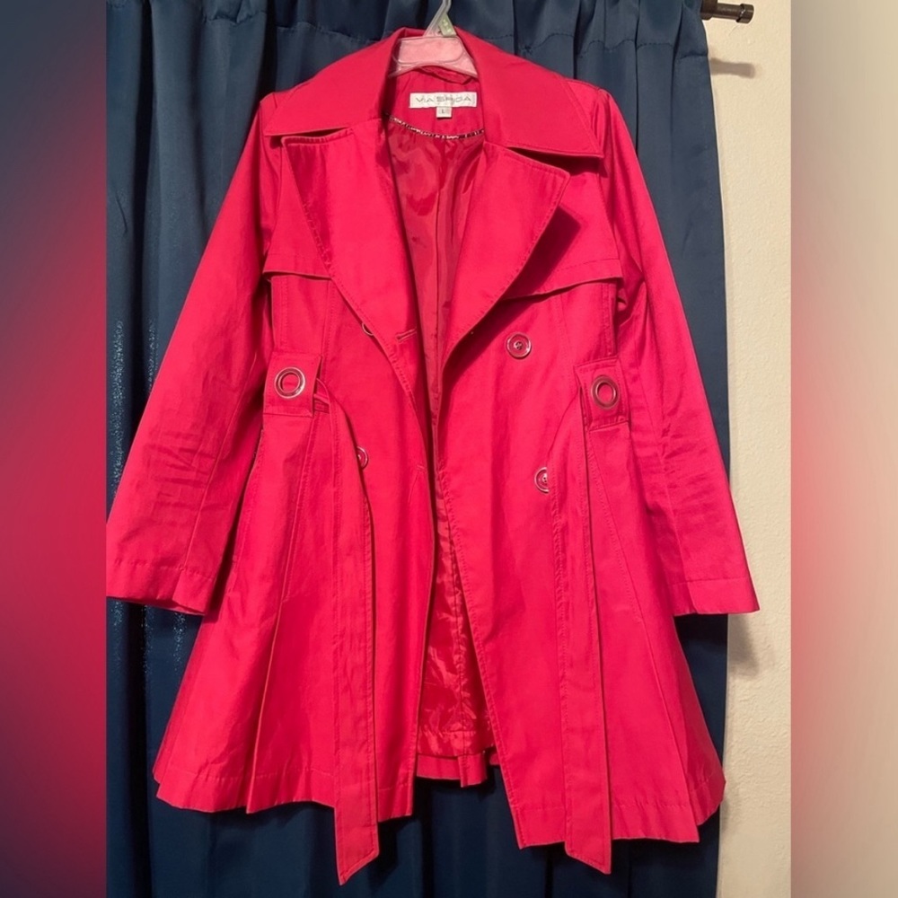 Via Spiga Hot Pink double breasted short trench coat!